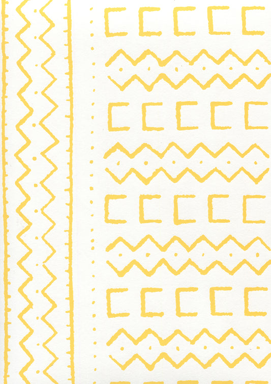 Beau Rivage Yellow on White wallpaper by Alan Campbell