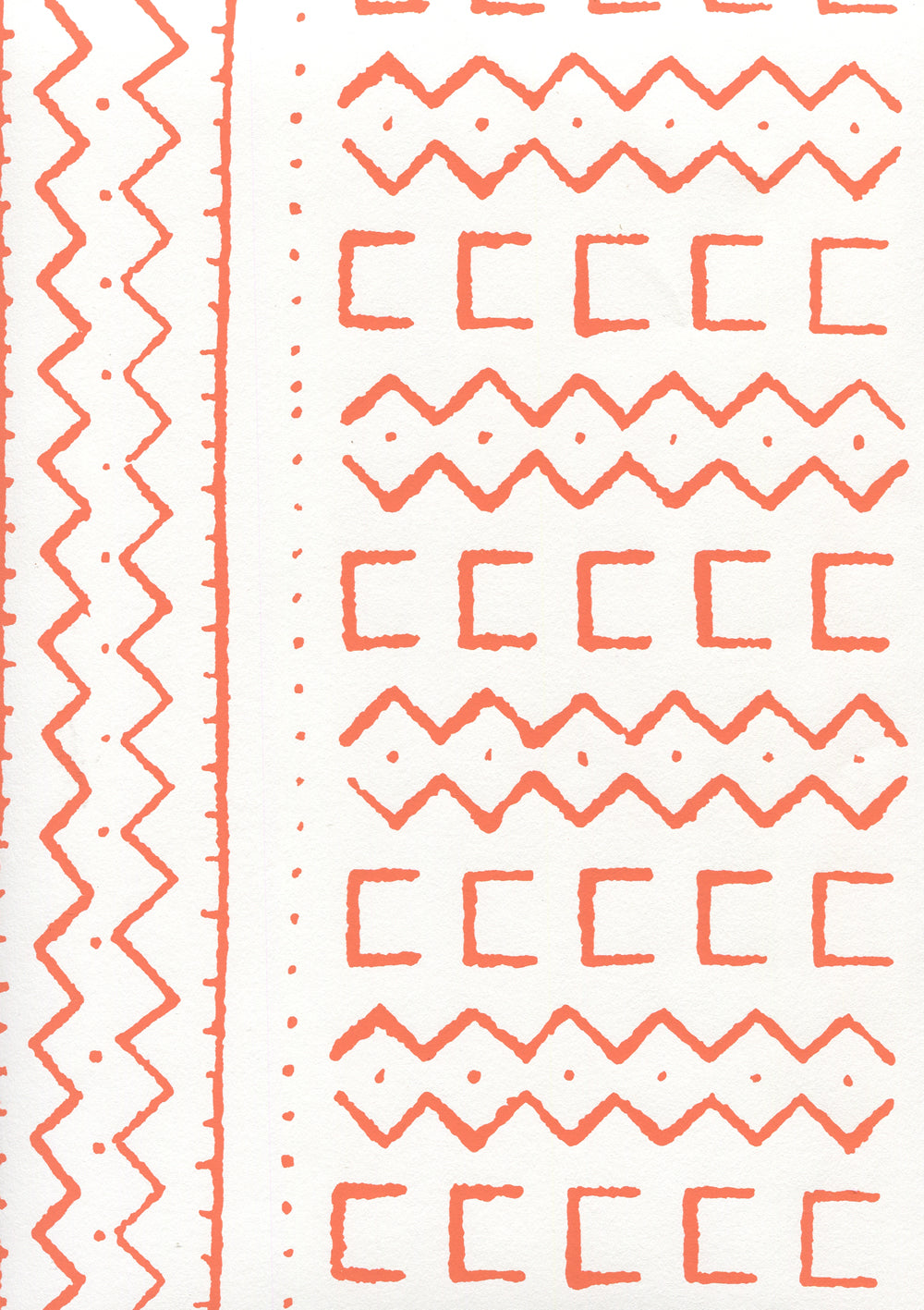 Beau Rivage Orange on White wallpaper by Alan Campbell