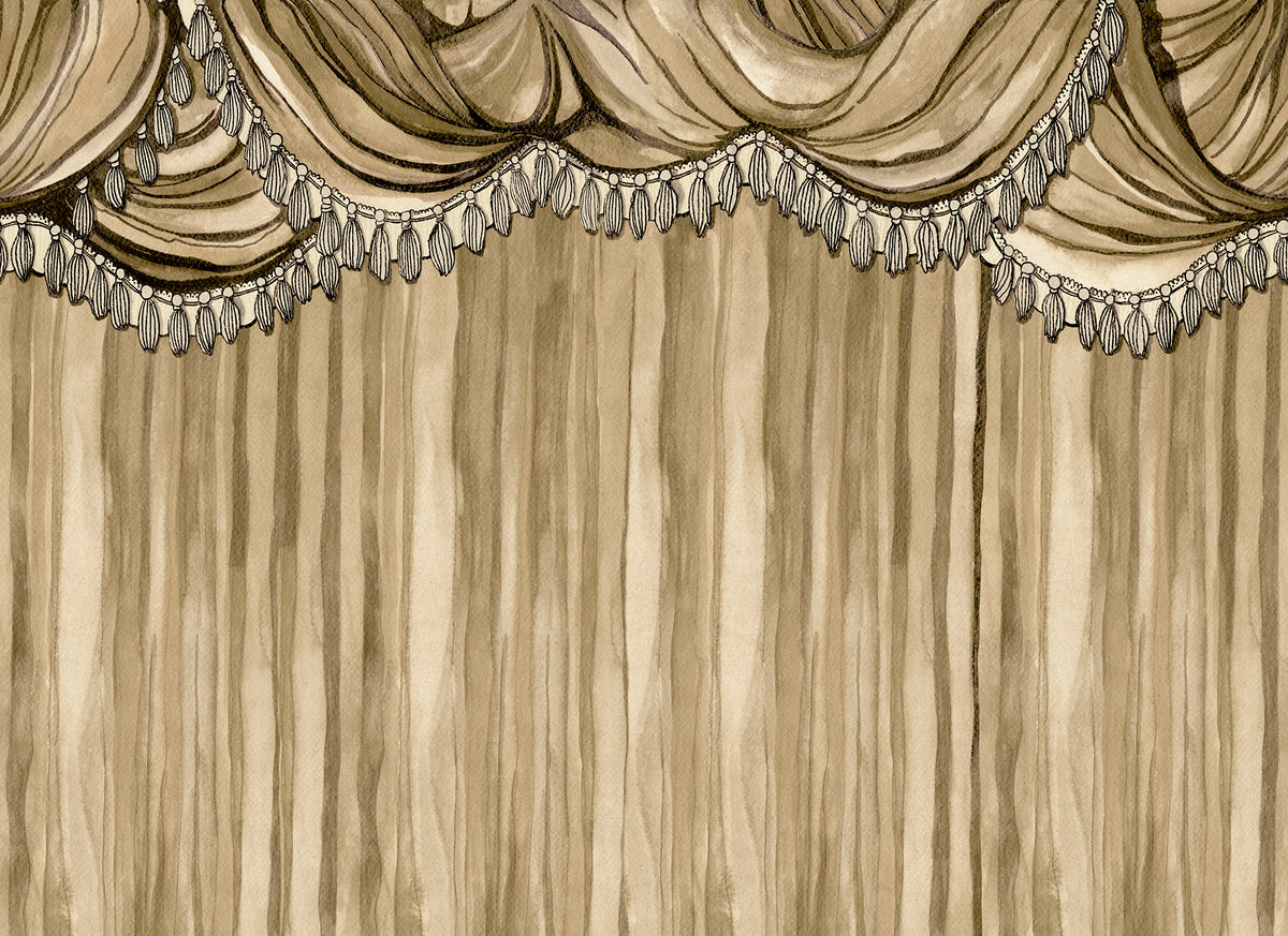 Behind the Curtains Beige mural by Rebel Walls