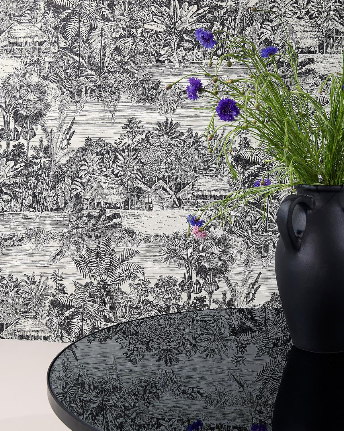 Belize Wallpaper by Pierre Frey shown in a room setting (view 1)