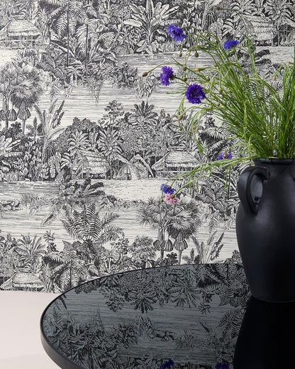 Belize Wallpaper by Pierre Frey shown in a room setting (view 1)