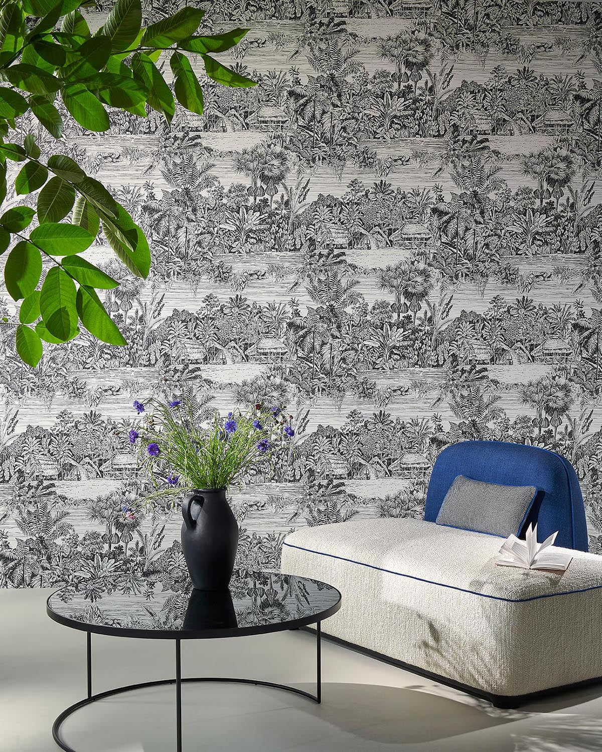 Belize Wallpaper by Pierre Frey shown in a room setting (view 2)