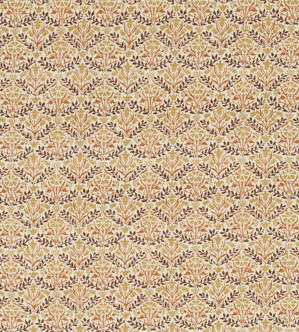 Bellflowers Fabric by Morris & Co Chocolate/Tan