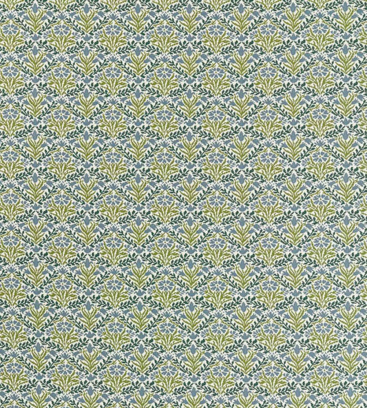 Bellflowers Weave Outdoor Fabric by Morris & Co Sky Blue/Forest
