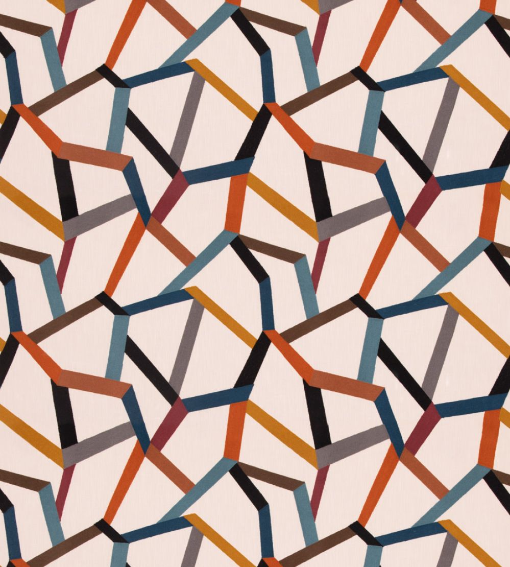 Beltane Fabric by Mulberry Home Teal/Spice