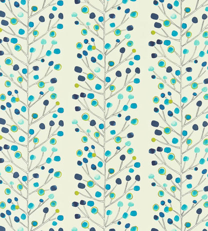 Berry Tree Fabric by Scion Peacock / Powder Blue / Lime / Neutral