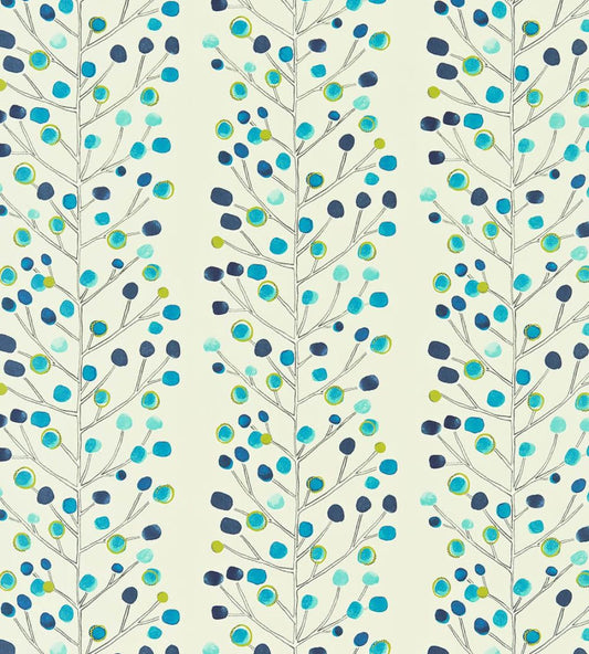 Berry Tree Fabric by Scion Peacock / Powder Blue / Lime / Neutral