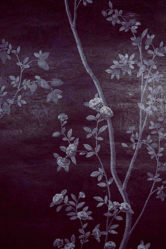 Betula Chinoiserie Mural by Watts 1874 in Melanzane - Cork