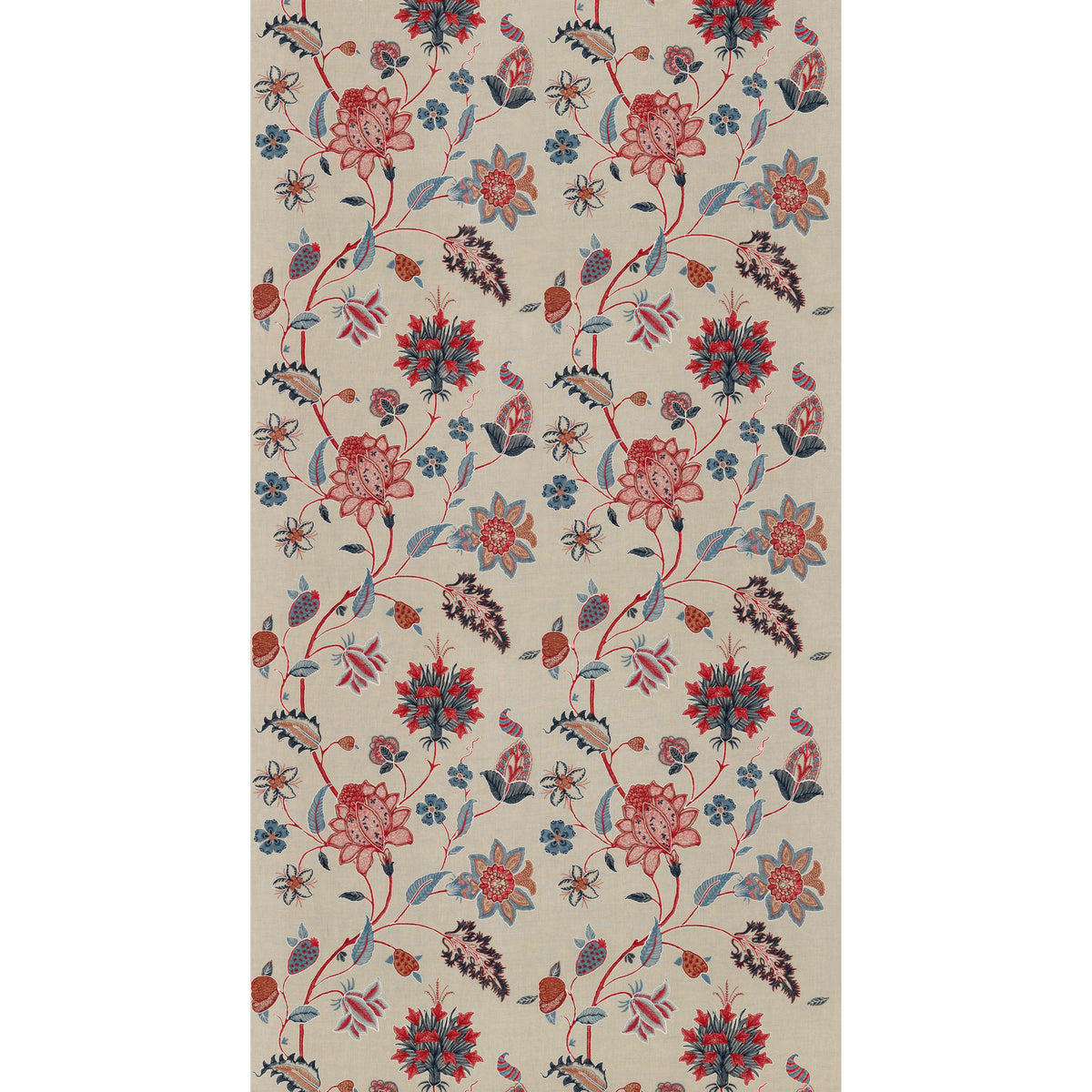 Baker's Indienne Embroidery Fabric by G P & J Baker in Indigo/Red
