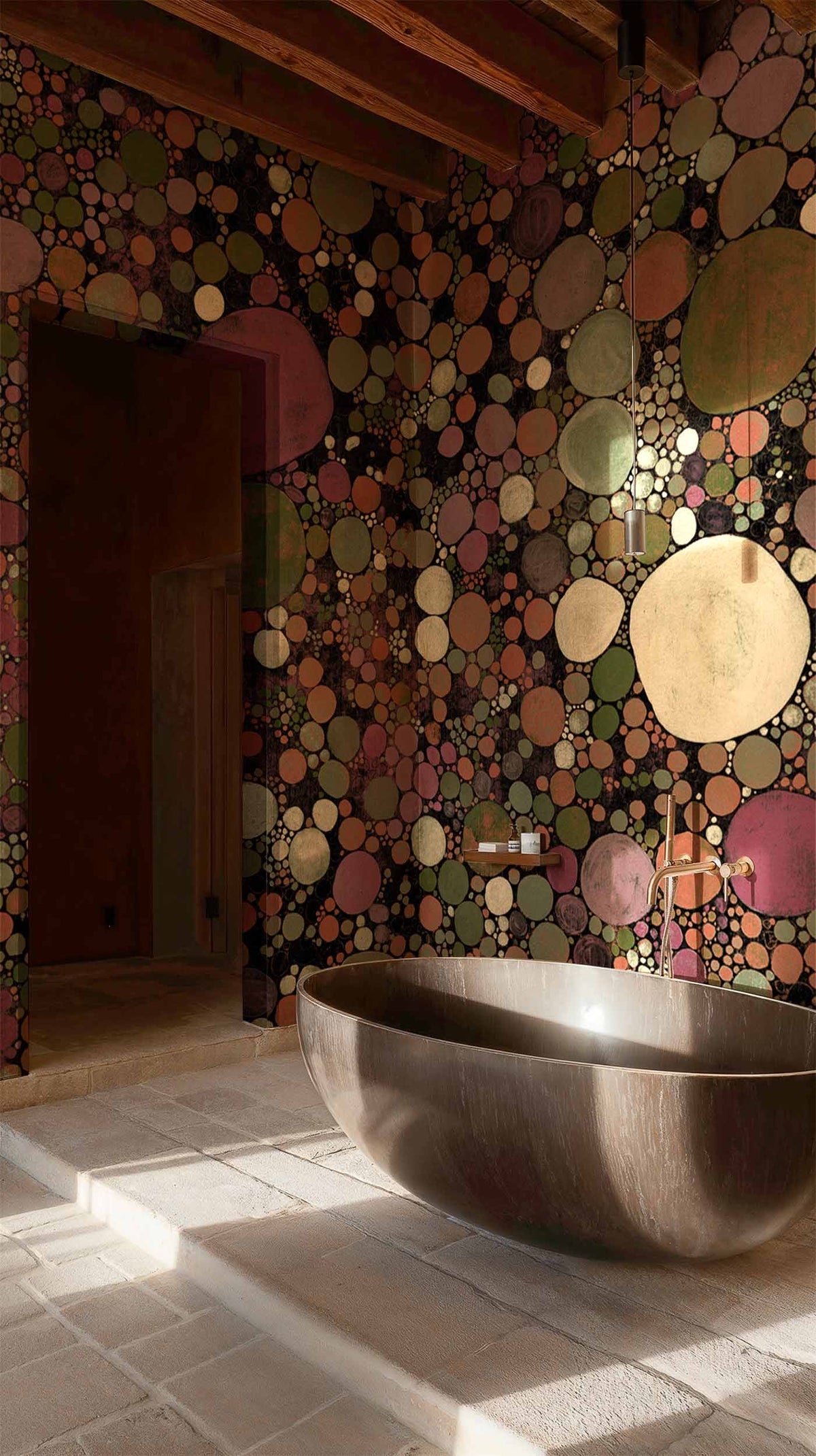 Big Bang mural by Coordonné in Coal, shown in a styled room
