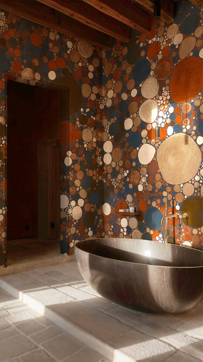 Big Bang mural by Coordonné in Silver, shown in a styled room