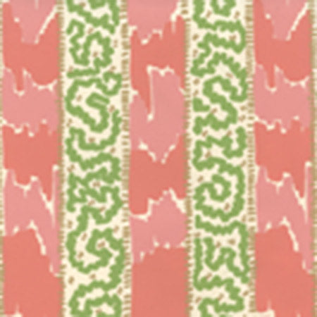 Bijou Stripe New Shrimp Green Camel wallpaper by China Seas
