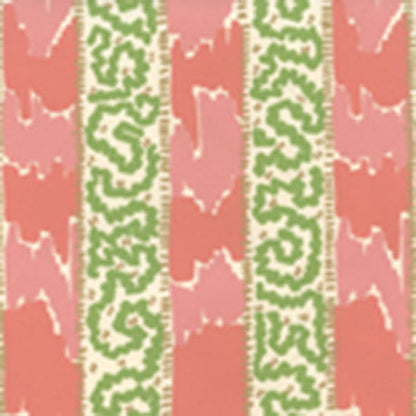 Bijou Stripe New Shrimp Green Camel wallpaper by China Seas