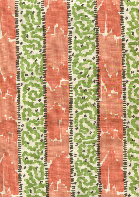 Bijou Stripe Melon Green Brown fabric by China Seas