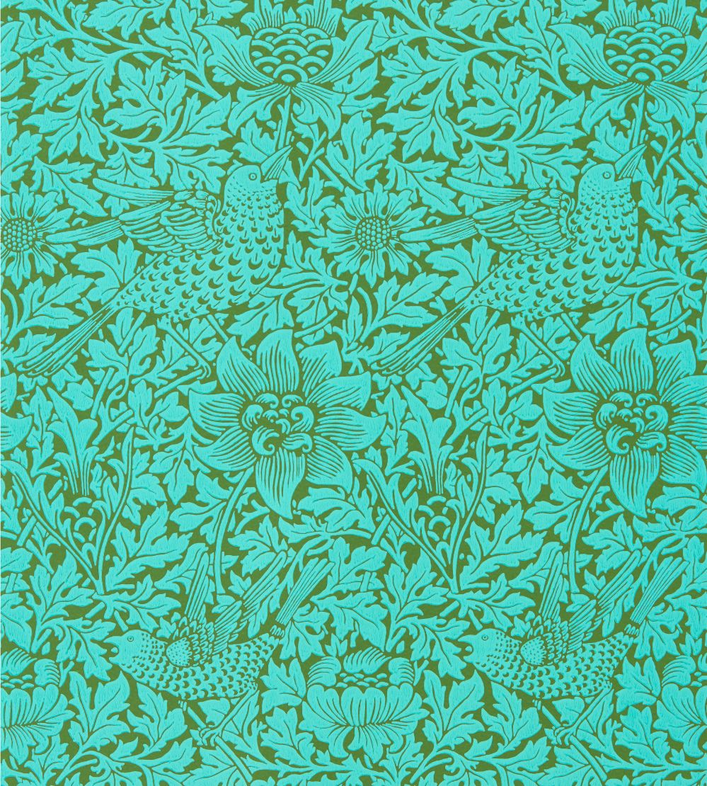 Bird & Anemone Wallpaper by Morris & Co Olive/Turquoise