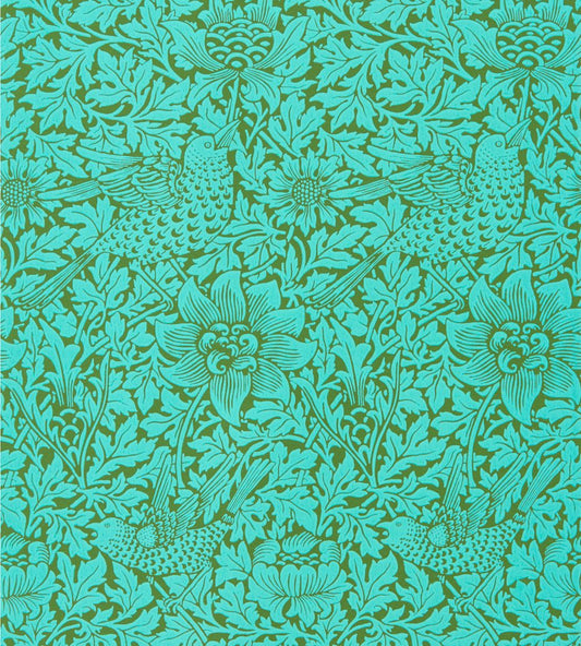 Bird & Anemone Wallpaper by Morris & Co Olive/Turquoise