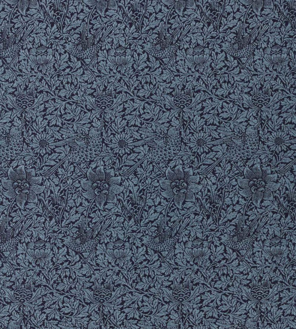 Bird & Anemone Weave Outdoor Fabric by Morris & Co Indigo