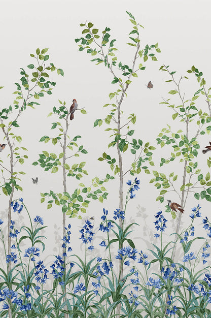Bird & Bluebell mural by Little Greene in Ceviche