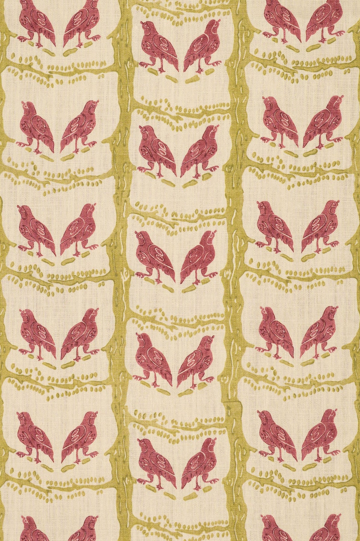 Bird Chatter Fabric by Jean Monro in Lime Rose