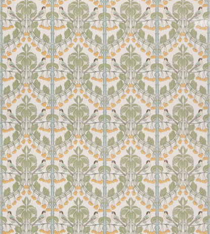 Birds & Cherries Cotton Fabric by GP & J Baker Aqua
