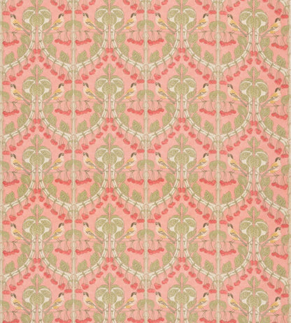 Birds & Cherries Cotton Fabric by GP & J Baker Coral