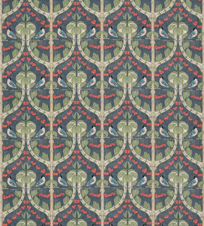 Birds & Cherries Cotton Fabric by GP & J Baker Indigo