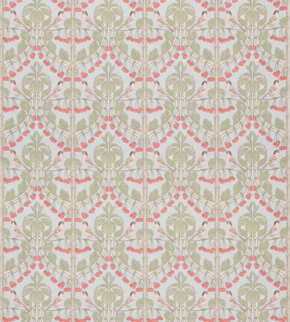 Birds & Cherries Cotton Fabric by GP & J Baker Soft Blue