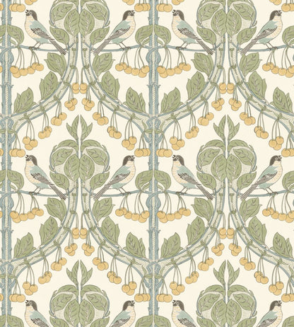 Birds & Cherries Wallpaper by GP & J Baker Aqua