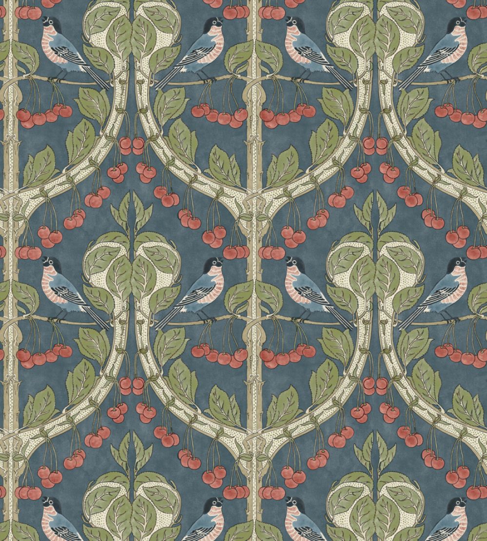 Birds & Cherries Wallpaper by GP & J Baker Indigo