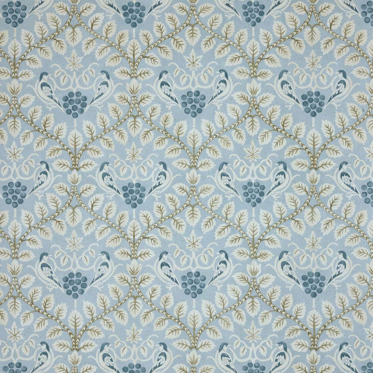 Birds & Grape Annesley Blue wallpaper by Morris & Co