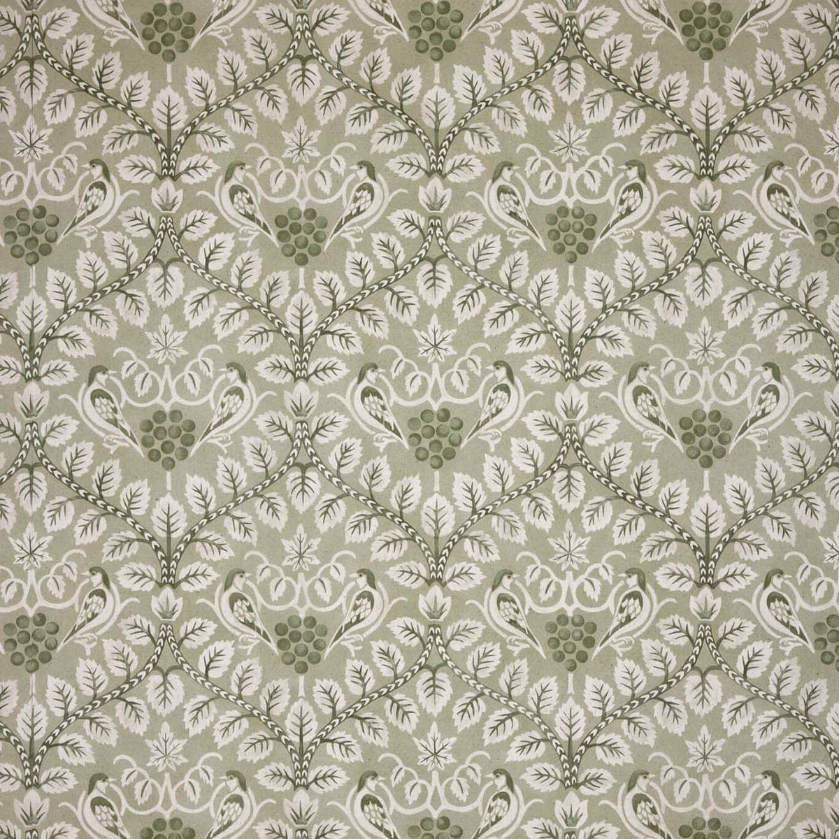 Birds & Grape Muscat Green wallpaper by Morris & Co