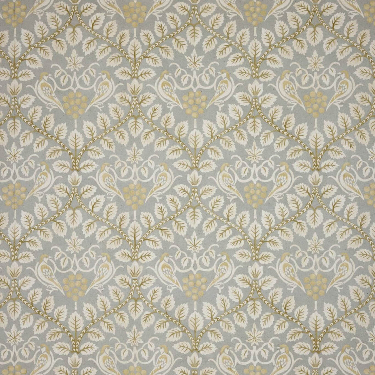 Birds & Grape Burnished Smoke wallpaper by Morris & Co