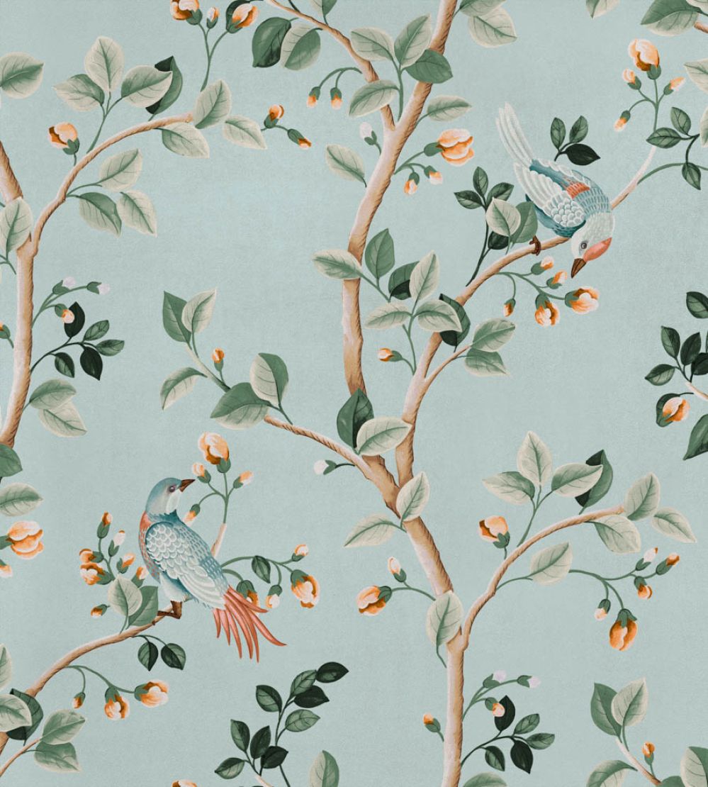 Birds Prosperity Wallpaper by Coordonne Turquoise