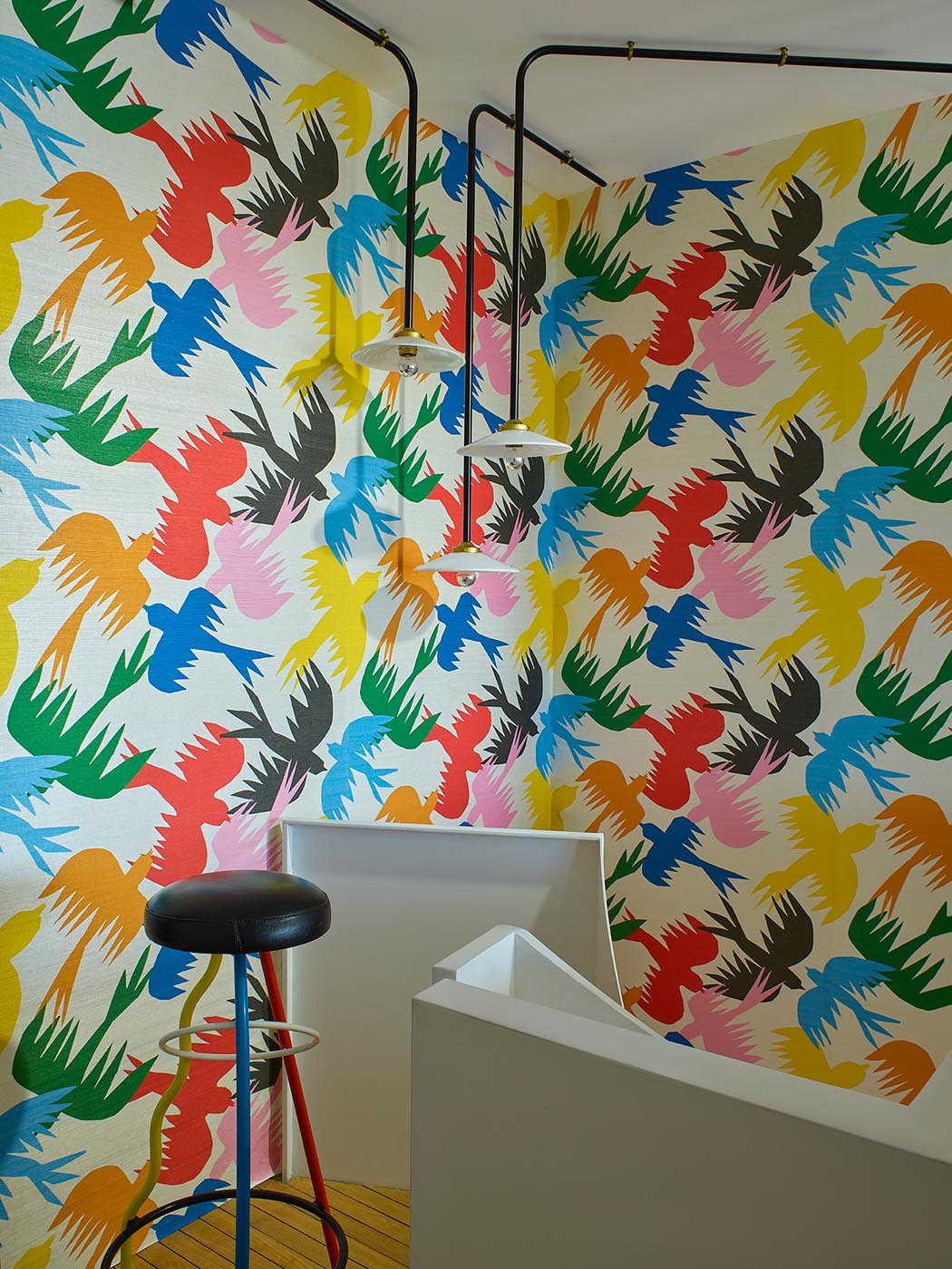 Birds Traffic Wallpaper by Pierre Frey shown in a room setting (view 1)