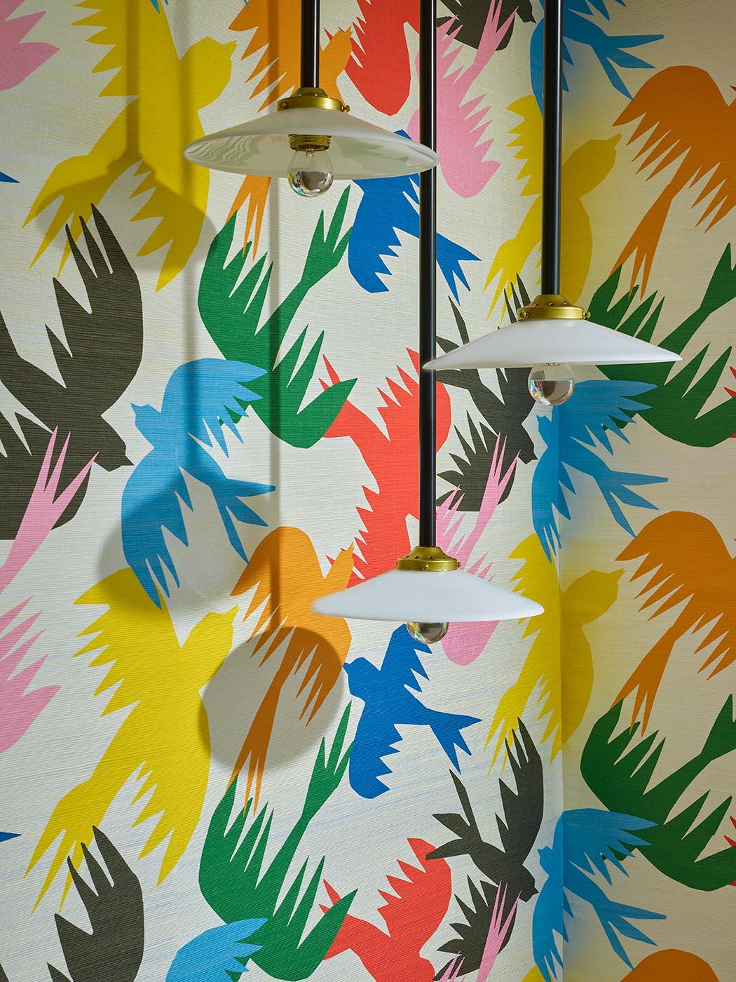 Birds Traffic Wallpaper by Pierre Frey shown in a room setting (view 2)