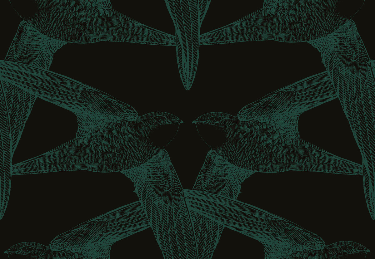 Black Birds Chlorophylle mural by Bien Fait