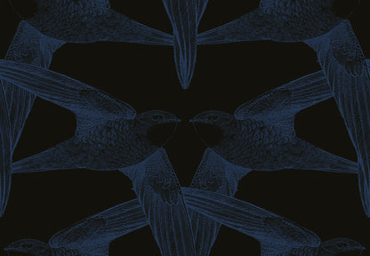 Black Birds Indigo mural by Bien Fait