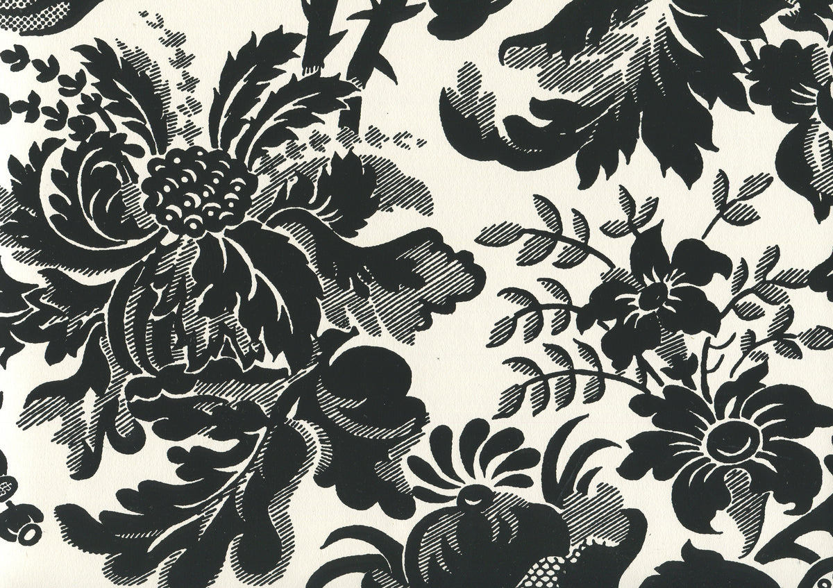 Des Gardes Black on Off White wallpaper by Quadrille