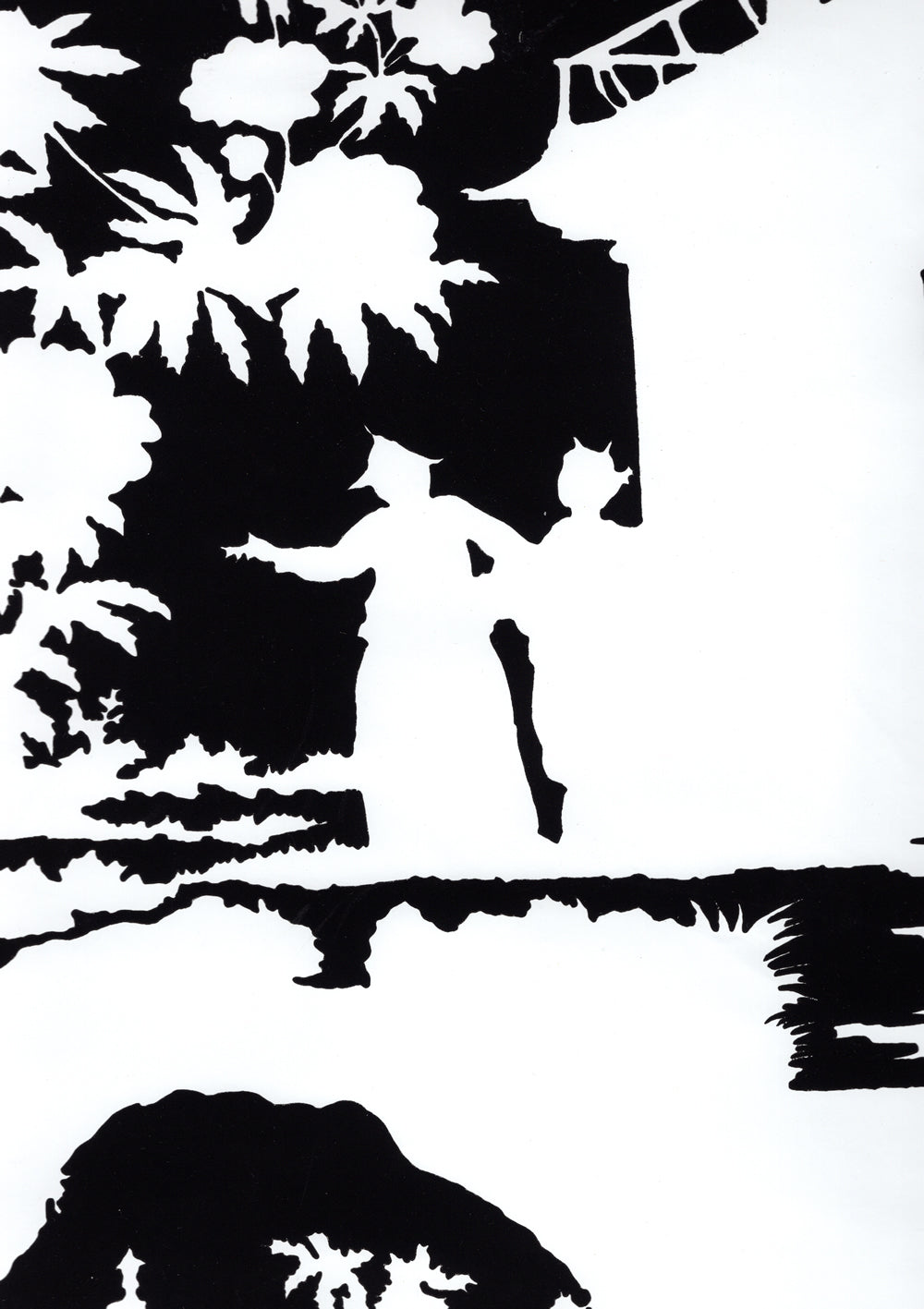 Paradise Background Black on White Matte wallpaper by Quadrille