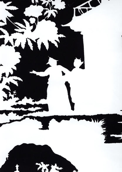 Paradise Background Black on White Matte wallpaper by Quadrille