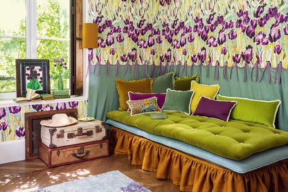 Black Tulips Wallpaper by Pierre Frey shown in a room setting (view 1)