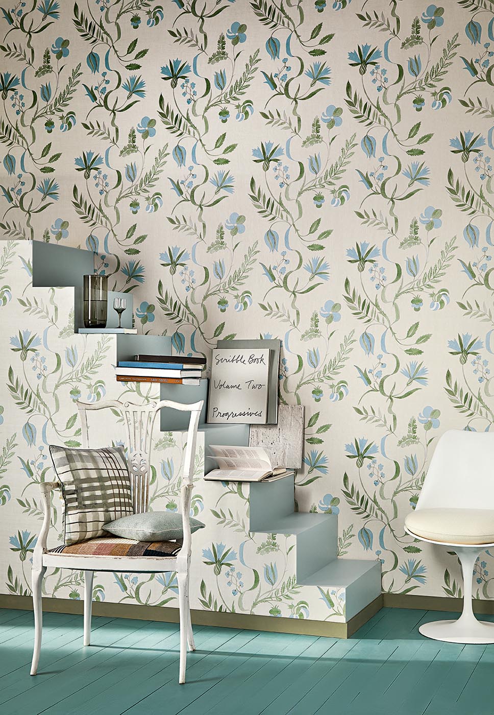 Bloomer Wallpaper by Pierre Frey shown in a room setting (view 1)