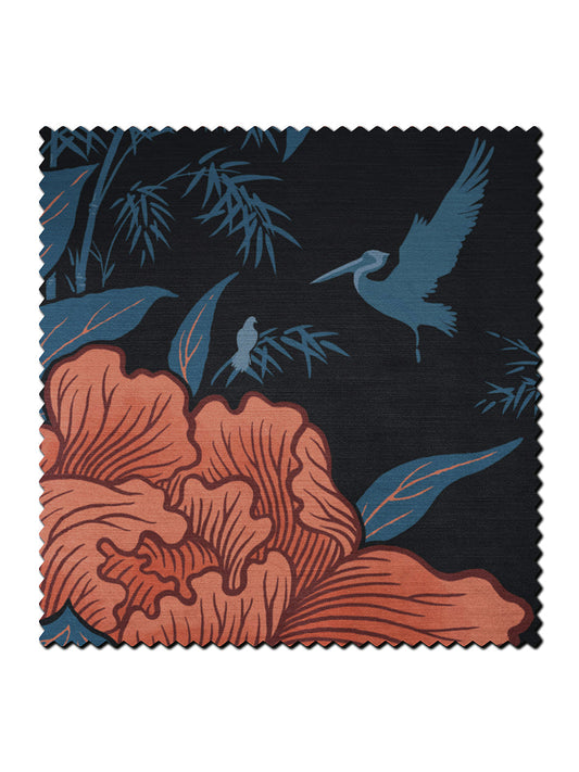 Bloomin' Marvellous Velvet Fabric by Divine Savages in Coral Charm, pattern swatch