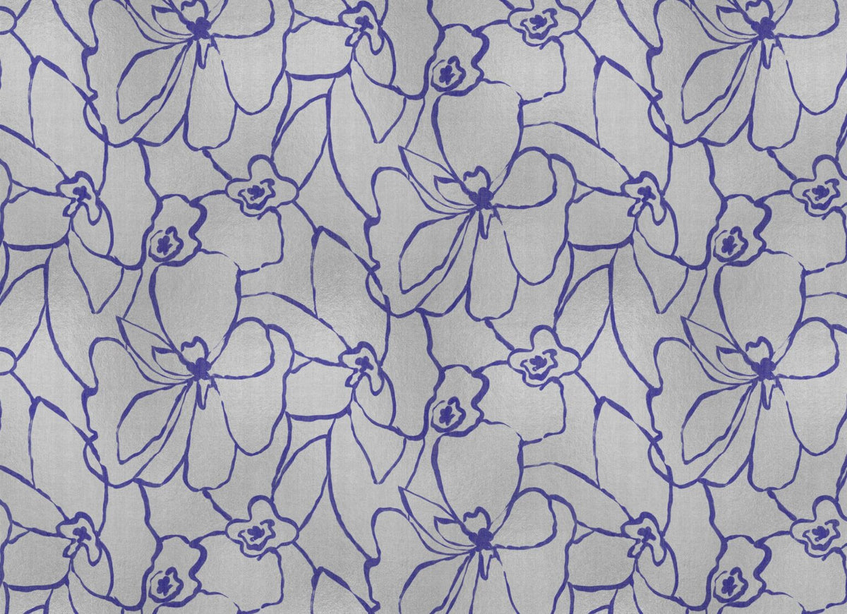 Blooming mural by Coordonné in Silver, flat pattern view