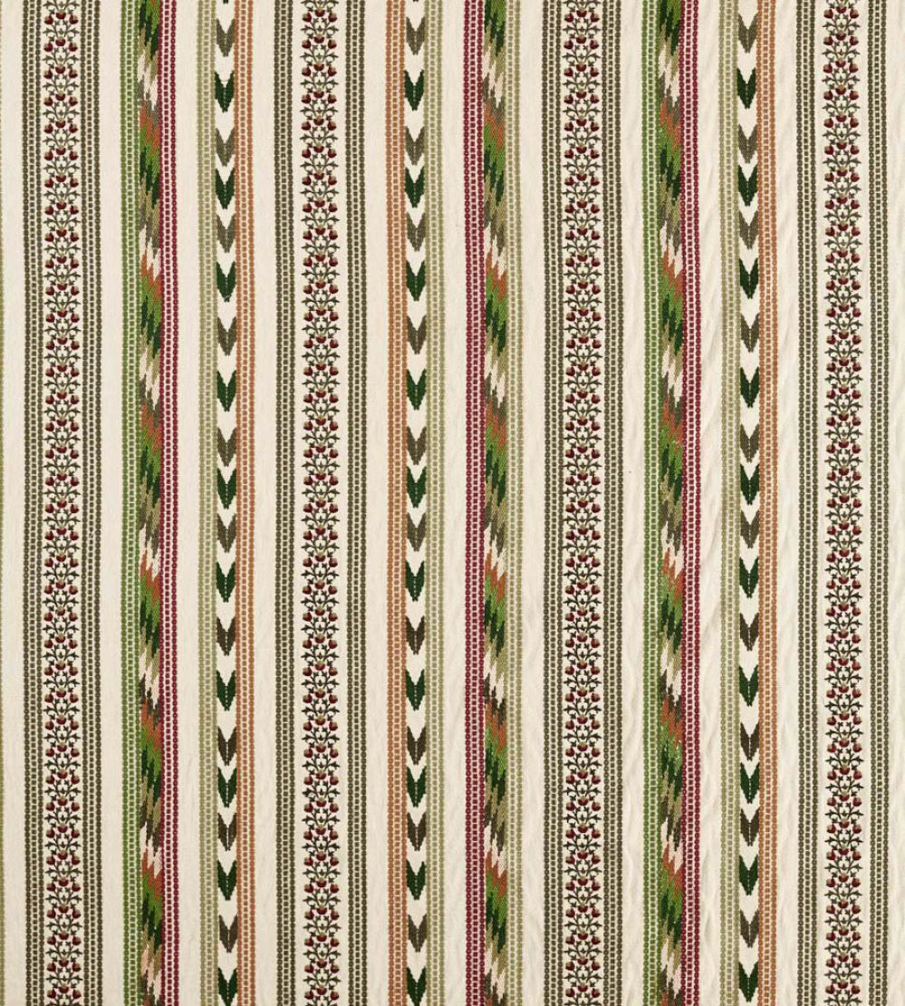 Bloomsbury Stripe Fabric by Morris & Co Forest/Madder