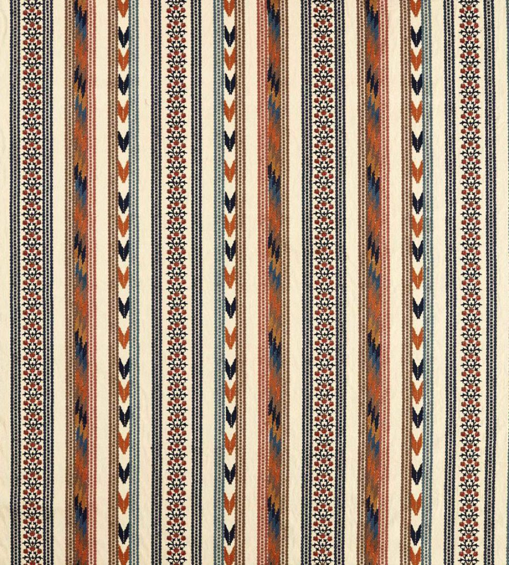 Bloomsbury Stripe Fabric by Morris & Co Russet/Indigo