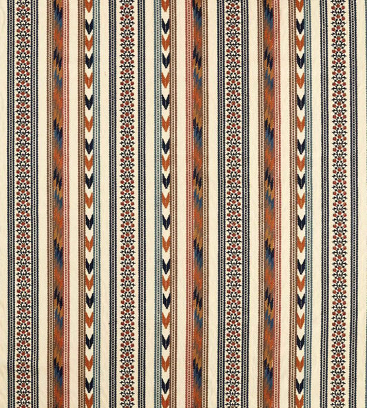 Bloomsbury Stripe Fabric by Morris & Co Russet/Indigo