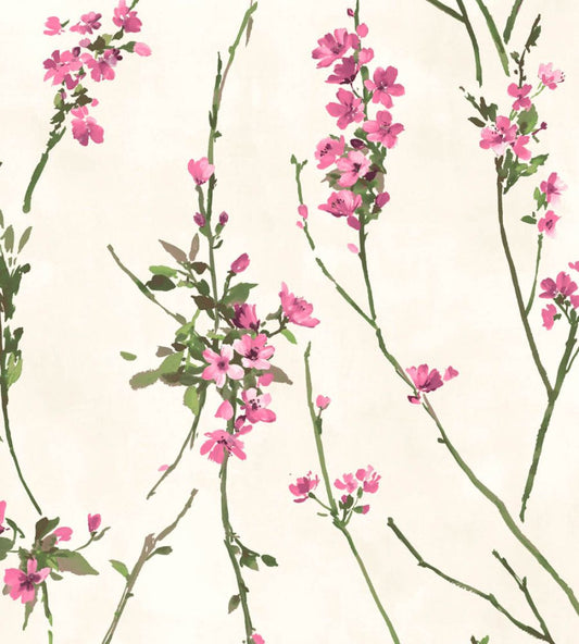 Blossom Wallpaper by Woodchip & Magnolia Pink on Cream