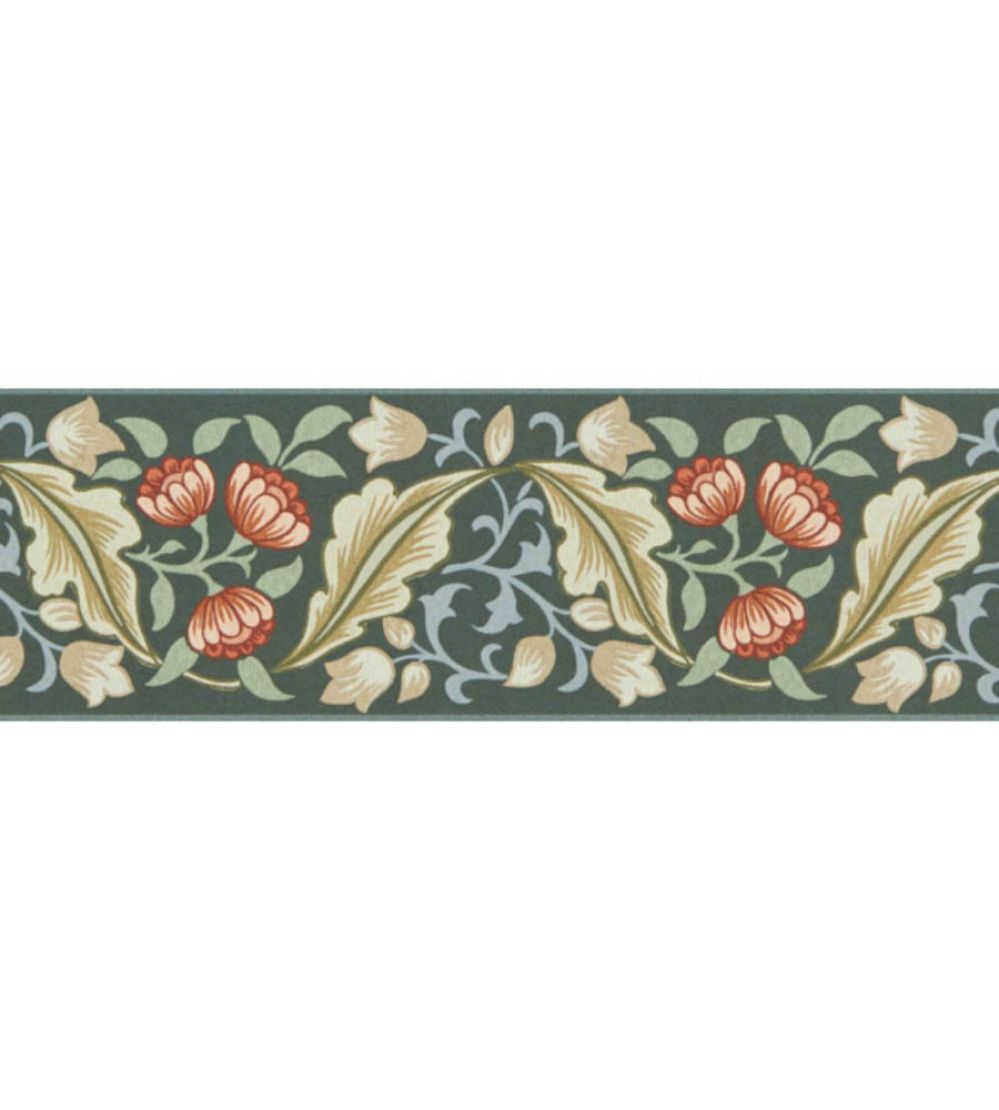 Bluebell & Peony Border Wallpaper by Morris & Co Bayleaf/Manilla