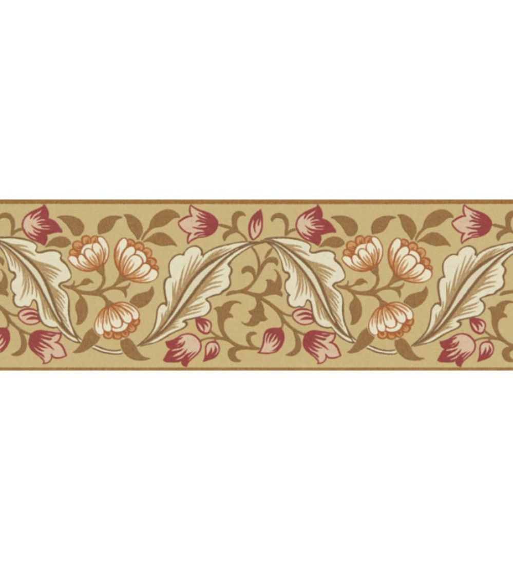 Bluebell & Peony Border Wallpaper by Morris & Co Gold/Madder